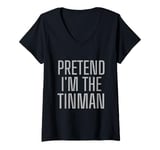 Womens Lazy Costume Pretend I'm The OZ Tin Man Funny Halloween V-Neck T-Shirt