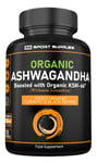 Organic Ashwagandha Capsules 1200mg Boosted with 100mg of Organic KSM-66 with 5% Withanolides with Added Organic Turmeric 200mg and Organic Black Pepper - Providing 1500mg Per Serving