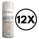 12X White Metallic Spray Paint Aerosol Auto Gloss Lacquer Wood Metal 200ml