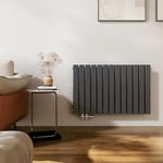 EMKE Radiateur Vertical, 630x1000 mm, Radiateur Plat Avec Design À Raccordement Central, Radiateur À Panneaux Double Couche Mural, Anthracite, 1343 Watts