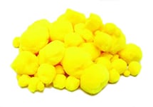 Bright Ideas Colour Pompoms. Yellow in Assorted Sizes, 7mm to 38mm. Pack of 100 Acrylic Pompoms for Kids Crafts and for DIY Creative Crafts Decorations. Ideal for Easter and Spring Decorations.BI8026.