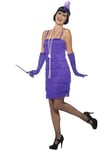 Smiffys Costume jeune fille délurée années 20, Violet, avec robe courte, bandeau et gants