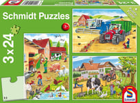 SCHMIDT - 3 24 Piece Farmhouse Puzzles with poster -  - SCM56216