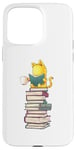 Coque pour iPhone 15 Pro Max Kawaii Cat Reading Book Stack Cute Bookworm T-shirt graphique