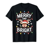 Funny Merry and Bright Christmas Lights Reinder Xmas Holiday T-Shirt