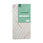 P'TIT LIT - Matelas Bébé Coton Bio - 60x120 cm - 100% Coton : matière Naturelle d'origine Végétale - sans Traitement Chimique - Déhoussable - Oeko Tex® - Fabrication Française