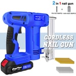 Nail Gun Staple Gun 2 in 1 Cordless Stapler Nailer Household DIY Tool w/ Battery