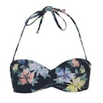 O'NEILL LADIES HAVAA BIKINI TOP SWIMWEAR SIZE 36C FLOWER PRINT HOLIDAY BLACK