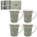 Lesser & Pavey William Morris Larkspur Leaves Lovely Floral Foliage Design Ceramic Mug - Set of 2 or 4 Matching Mugs with Gift Box (4)