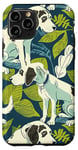 Coque pour iPhone 11 Pro Green Pop Art Géométrique Vintage Bleu French Toile Chien Chien