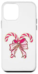 Coque pour iPhone 12 mini Nœud rose pour coquette en sucre d'orge avec inscription Merry Christmas