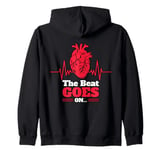 The Beat Goes On Wear Red Heart Disease Awareness Valentines Zip Hoodie