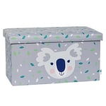 LOVE IT STORE IT - Banc Avec Espace De Rangement - En Tissu Ultra Résistant - Pliable - Renforcement Bois - Coffre Rangement Confortable Chambre Enfant - Extra grande 65x35x35cm - Gris Motif Koala