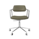 VIPP453 - Swivel+ svingbar stol m/hjul, Polert/Bosco green