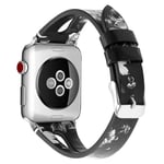 Bracelet en Cuir Simple Remplacement pour Apple Watch Series 5 / 4 44mm - Noir&Gris