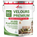 Peinture mur et plafond satin velours biosourcée Blanc Crème - RAL 9001 2.5 L (+ ou - 30m² par couche)