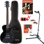 Pack Guitare Electrique LP-Style Set Support Sac Accordeur Plectres Cordes Noir