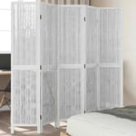 Room Divider 5 Panels White Solid Wood Paulownia vidaXL