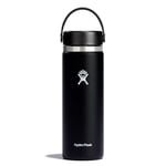 HYDRO FLASK - Gourde Isotherme 591 ml (20 oz) - Bouteille Inox à Isolation Sous Vide - Bouchon Antifuite et Revêtement par Poudre - Sans BPA - Ouverture Large - Noir