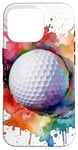 Coque pour iPhone 16 Pro Balle de golf sur les éclaboussures de peinture aquarelle