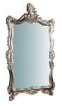 Biscottini - Miroir de Chambre Murale - L66xPR7xH118 cm - Miroir avec Cadre - Finition Feuille Argent Antique - Miroir Vintage - Fabriqué en Italie