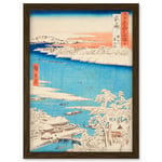 Sumida River, Snowy Morning Musashi Province Utagawa Hiroshige Japan Woodblock Artwork Framed Wall Art Print A4