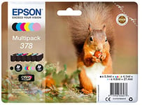 Epson 378 Squirrel Genuine Multipack, 6-colours Ink Cartridges, Claria Photo HD Ink