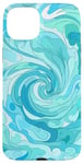 iPhone 15 Plus Swirl Blue Color Illustration Pattern Abstract Art Case