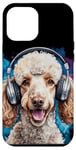 Coque pour iPhone 15 Plus Caniche Écouteurs Chien Coloré Drôle Animaux Motif Imprimé