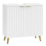 eSituro Meuble de Salle de Bain sous Évier, Meuble sous Lavabo avec Découpe pour Siphon 12x20cm, Placard WC Rangement sous Vasque avec Portes et Étagère Réglable, 60x30x62 cm