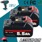 2X For Makita 18V 5.5Ah LXT Li-Ion BL1830 BL1850 BL1860 BL1840 Cordless Battery