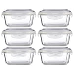 Freska 6pc 800ml Borosilicate Glass Lunch Box Food Container Airtight Lid Set