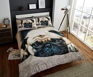 GC GAVENO CAVAILIA Wildlife 3D Duvet Cover, Animal Bedding Sets, Polycotton Quilt Bed Set, Sweet Pug, Double