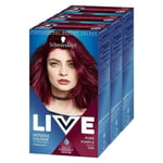 3 X Schwarzkopf Live Intense Permenant Colour Pure Purple 086 Vibrancy Serum