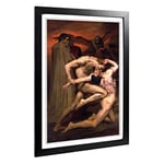 Big Box Art Framed Print of William Adolphe Bouguereau Dante and Virgil in Hell Design | Wall Art Picture| Home Decor for Kitchen, Living Room, Bedroom, Office, Black, A2 / 24.5x18 Inch / 62x45cm