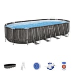 Kit Piscine hors sol tubulaire BESTWAY - Power Steel™ - 732 x 366 x 132 cm - Ovale (Inclus épurateur à Cartouche + échelle + bâche)