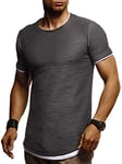 Leif Nelson T-Shirt d'été pour Homme avec col Rond, Coupe Droite, 100% Coton, Basique pour Homme, t-Shirt décontracté pour Homme, Anthracite, L