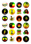 24 REGGAE AND SOUL TOPPER ICING EDIBLE FAIRY/CUP CAKE  TOPPERS