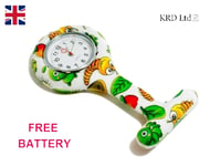 Bugs Life Nurse Fob Watch Silicone Brooch Fashion Quartz + Free Battery