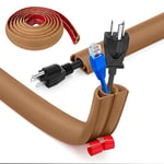 Bocguy Cache Cable Sol, Petit Canal de câble Flexible,3.0M x 2cm Goulotte Passe Cable Sol Silicone, Cache Fil Électrique Sol Auto-Adhésif Facile à Couper Montage pour Tous Les Câbles (Marron-Arrondi)