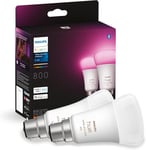 Philips Hue White and Colour Ambiance Smart Bulb Twin Pack LED [B22 Bayonet... 