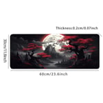 Darkness Red Moon Skrivbordsmatta Skrivbordsunderlägg Stor spelmusmatta E-Sports Office Keyboard Pad Datormus Halkfri datormatta Present till tonåring 23.6*11.8inches(60X30cm)