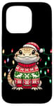 Coque pour iPhone 15 Pro Bearded Dragon Christmas Party Design Xmas Lights