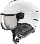 uvex Instinct Visor - Casque de Ski pour Hommes et Femmes - avec Visière - Réglage de la Taille Individuel - White-Black Matt - 60-62 cm