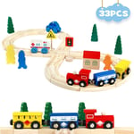 33Pcs Wooden Train Set Rail Track Magnetic Railway Xmas Kid Toy Fit Thomas Brio