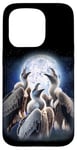 iPhone 15 Pro 3 Vultures Howling At The Moon Funny Vulture Bird Carrion Case