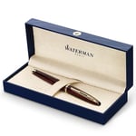 Waterman Carène Marine Amber stylo plume - brun et noir brillants avec clip doré à l’or 23 k - plume moyenne - cartouche d'encre bleue - coffret cadeau