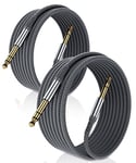 Elebase Câble Instrument Audio Stéréo 6.35mm (1M/2 Pack) Cordon Tressé en Nylon Jack TRS 1/4 Mâle vers Mâle pour Guitare Électrique,Basse,Clavier,Table de Mixage,Amplificateur,Haut-parleur,Égaliseur