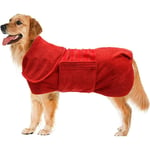 L-Rouge Peignoir Microfibre Super absorbante pour Chien, Sac de séchage Rapide pour Chien avec Extensible Ceinture, Manteau de séchage pour Animaux,