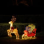 Lights4fun Christmas Outdoor Leaping Reindeer & Sleigh Light Up Figure 150 LED